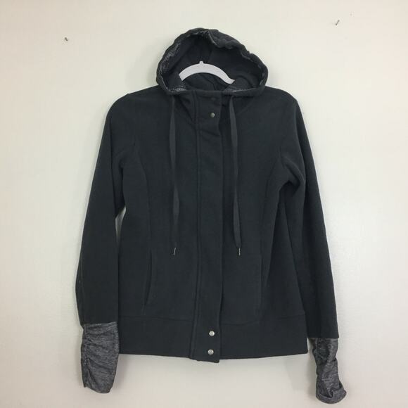(N5) Y2K Old Navy Womens Jacket Size S Fleece Hooded Gray Performance Thumb Hole - Picture 1 of 8